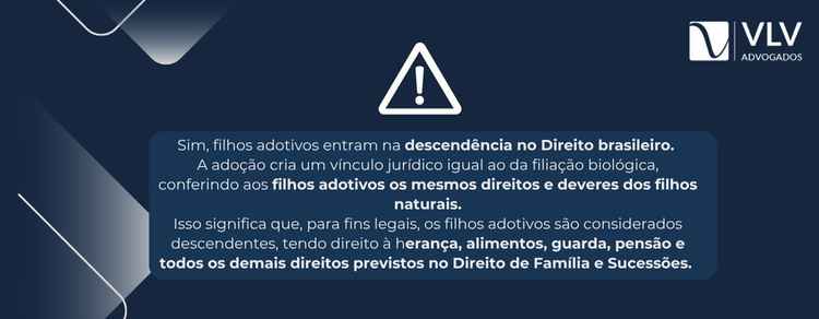 imagem explicativa sobre filhos adotivos entram na descendência. 