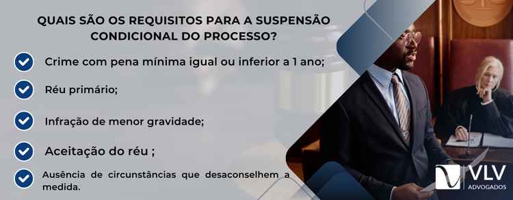 imagem explicativa sobre os requisitos para a suspensão condicional do processo. 