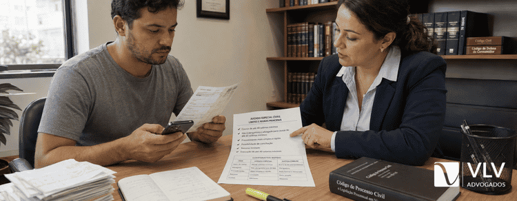 Juizados Especiais: como funcionam e quais casos aceitam? 2 Advogada orientando cliente sobre as regras antes de entrar com ação no Juizado Especial.