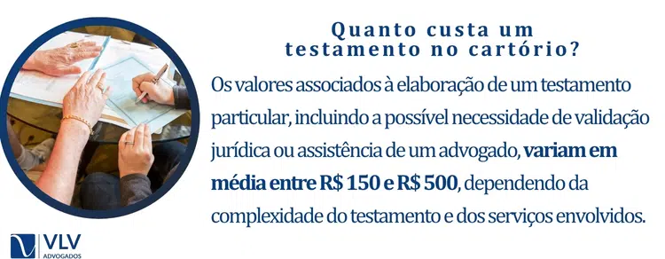 Quanto custa um testamento no cartório?