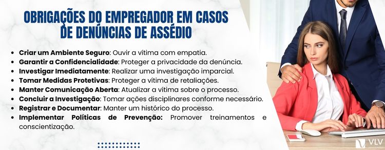 O que o empregador deve fazer ao receber uma denúncia de assédio sexual?