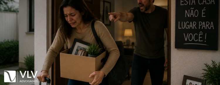 Meu marido me expulsou de casa, e agora? O que fazer? 1 mulher sendo expulsa de casa pelo marido
