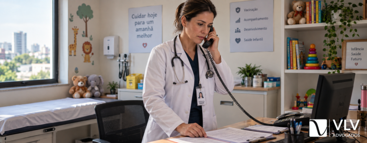 Médico tem o dever de denunciar estupro? Sigilo ou obrigação legal 2 Pediatra fazendo ligação formal em consultório para comunicar caso de estupro