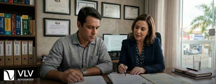Homem realizando revisão de decisão judicial em reconhecimento de paternidade