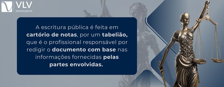 imagem explicativa sobre como é feita a escritura pública. 