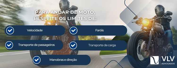 Imagem explicativa sobre as regras para andar de moto