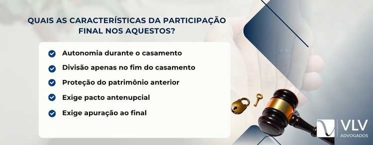 imagem explicativa sobre quais as características da participação final nos aquestos.