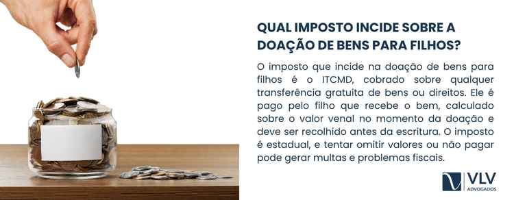 imagem com texto sobre impostos sobre a doação de bens para filhos 