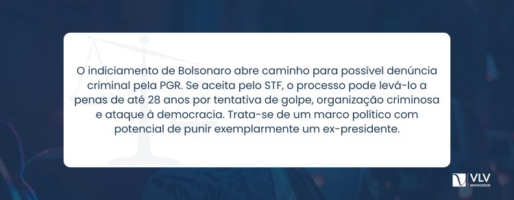 imagem explicativa - Bolsonaro é indiciado e pode responder por crimes graves contra a democracia no STF.