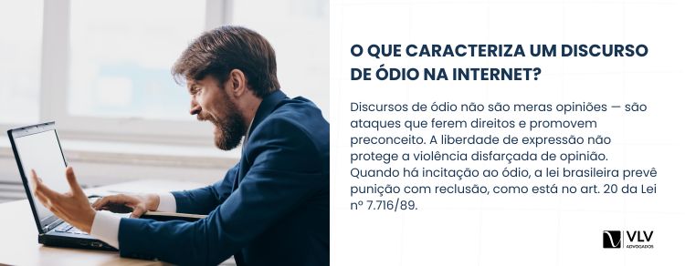 imagem explicativa - punição legal para discursos de ódio na internet segundo a Lei nº 7.716/89.