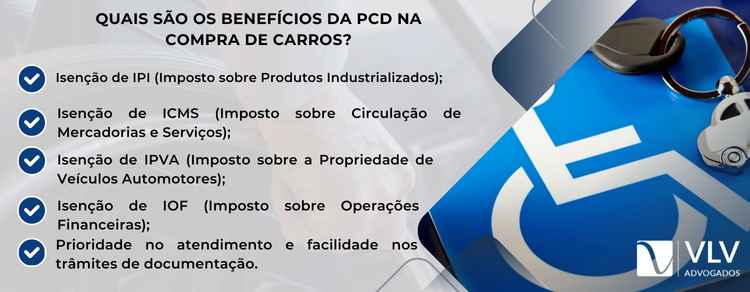 imagem explicativa sobre quais são os benefícios do PCD na compra de carros. 
