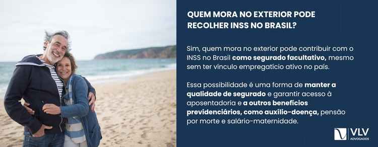 imagem explicativa sobre quem mora no exterior pode recolher INSS no Brasil.