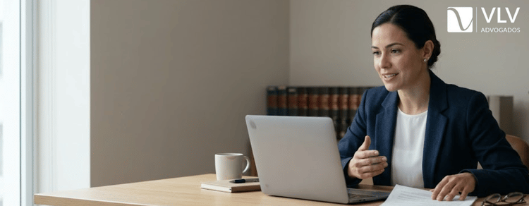 Como aumentar aposentadoria em 2026? Guia prático 3 Advogada previdenciarista em atendimento online analisando o histórico de contribuições de um aposentado.