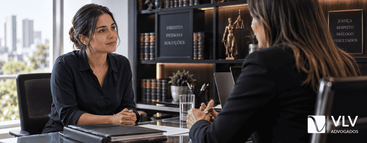 Como denunciar estupro? Guia completo passo a passo 1 uma mulher conversando com advogada sobre denúncia de estupro