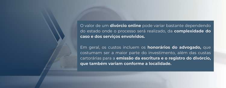imagem explicativa sobre o valor de um divórcio online. 