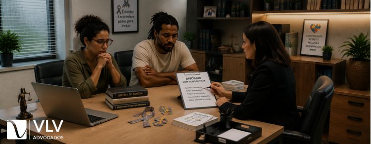 casal conversando com advogado sobre divórcio com filho autista