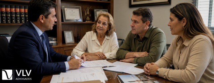 Inventário judicial: quando é obrigatório e quanto custa? 1 família conversando com advogado sobre inventário judicial