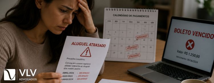 mulher preocupada com aluguel atrasado