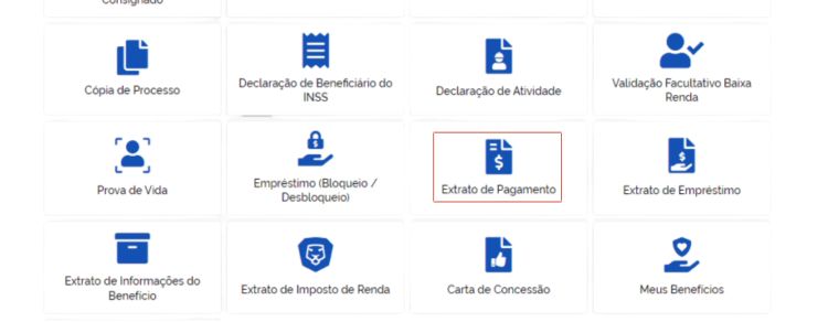 imagem do site do Meu INSS função extrato de pagamento