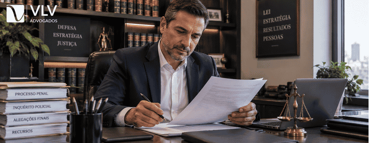 Roubo majorado: o que significa e como funciona? 1 Advogado analisando processo criminal de roubo majorado em escritório de advocacia