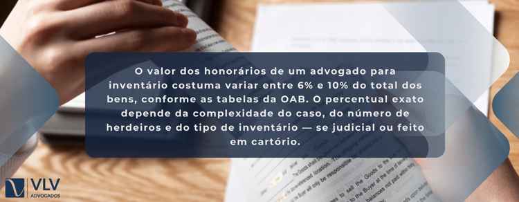 O valor do advogado para inventário varia conforme o caso.