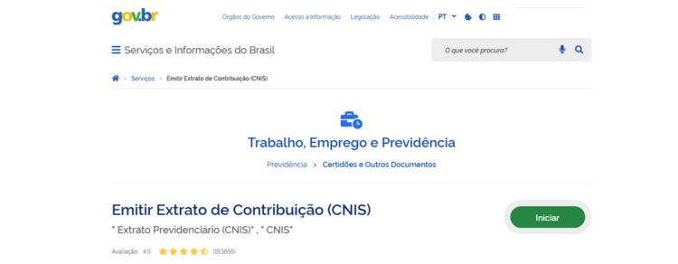 imagem representando como emitir o extrato CNIS