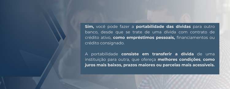 imagem explicativa sobre fazer a portabilidade das dívidas para outro banco,