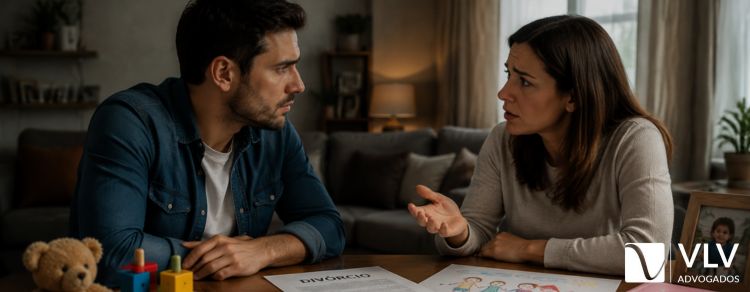 casal discutindo seu divórcio com filhos