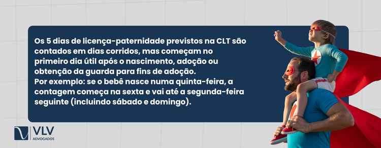 imagem explicativa sobre como são contados os 5 dias de licença-paternidade.