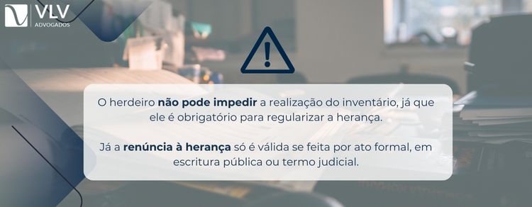 imagem falando que herdeiro não pode recusar a fazer inventário