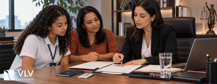 Direitos previdenciários do menor aprendiz: carência e benefícios do INSS 2 Advogada explicando direitos previdenciários do menor aprendiz
