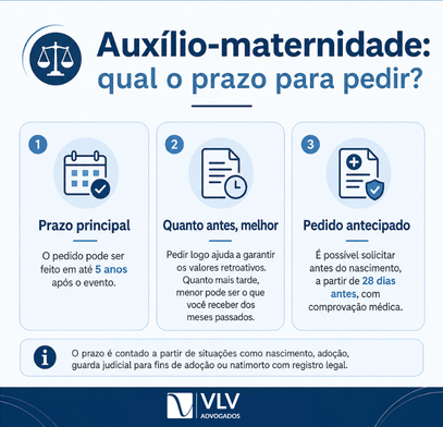 Auxílio-maternidade: quem tem direito, valor e prazos em 2026 2 informativo sobre prazo para dar entrada no auxílio-maternidade