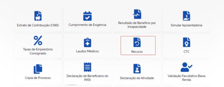 imagem do recurso no INSS para recorrer de benefício negado