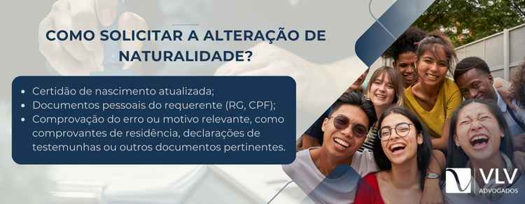 passos para solicitar alteração de naturalidade
