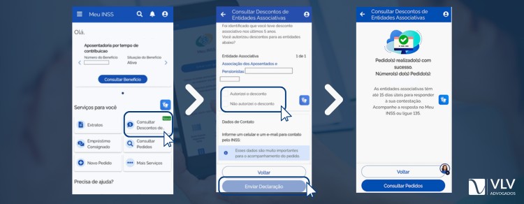 passo a passo no site para descontos indevidos no INSS
