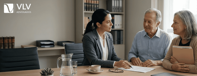 Integralidade e paridade na aposentadoria: quem tem direito? 3 Advogada previdenciarista orientando casal de servidores públicos sobre integralidade e paridade na aposentadoria.