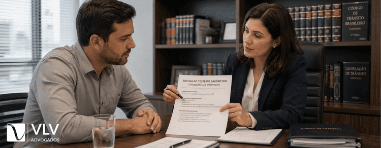 Advogada auxiliando motorista que quer recusar o teste do bafômetro