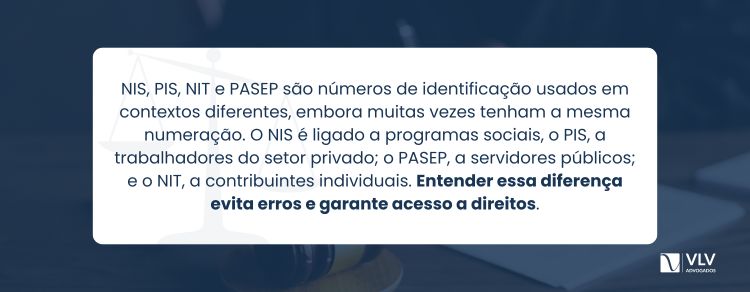 diferença entre NIS, PIS, NIT e PASEP