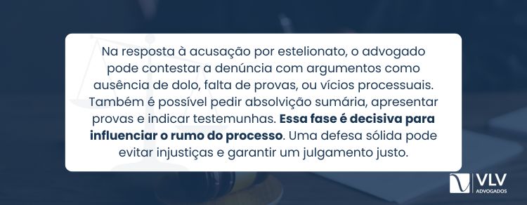 O que pode ser alegado na resposta à acusação por estelionato?
