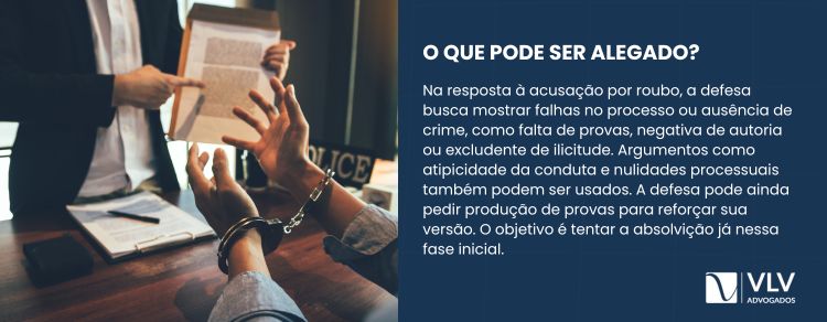 O que pode ser alegado na resposta à acusação por crime de roubo?