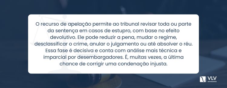 Quando devo entrar com o recurso de apelação por estupro?