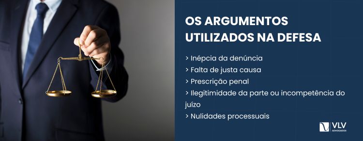 Quais argumentos são usados na defesa prévia criminal? 