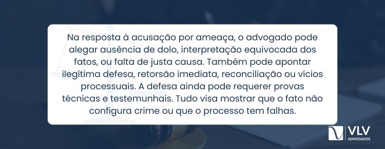 O que pode ser alegado na resposta à acusação por crime de ameaça?
