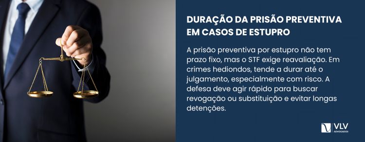 Quanto tempo pode durar a prisão preventiva por estupro?