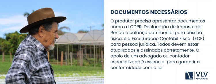 O produtor deve apresentar documentos obrigatórios para comprovar sua viabilidade, conforme a lei.