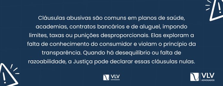 Quais são os exemplos mais comuns de cláusula abusiva?