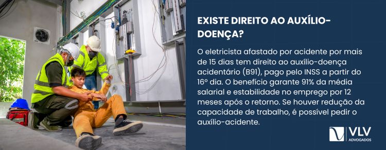 eletricista tem direito a auxílio-doença após acidente de trabalho