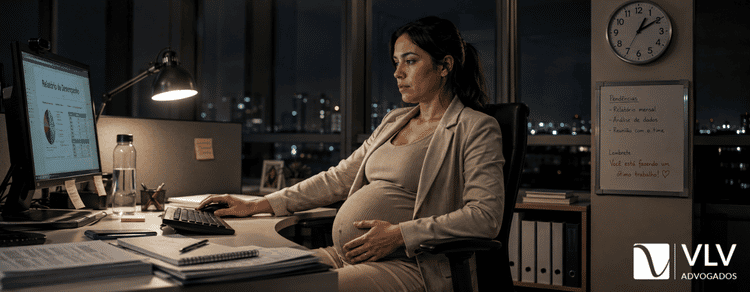imagem representando grávida em trabalho noturno