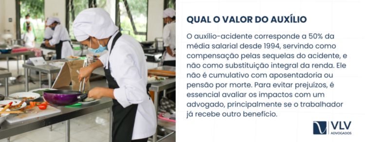 Qual o valor do auxílio-acidente pago para o cozinheiro?