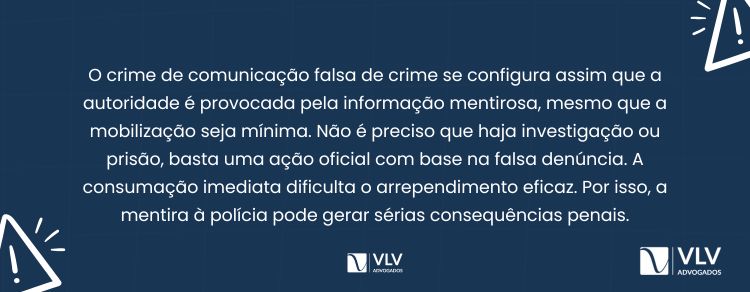Quando se consuma o crime de comunicação falsa de crime?